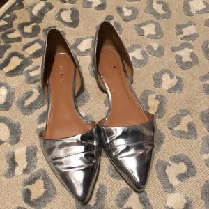 J.Crew silver d’orsay flats